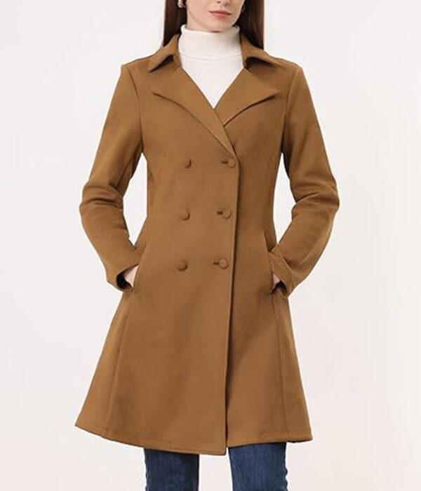 Women's Faux Suede Double-Breasted Trench Coat