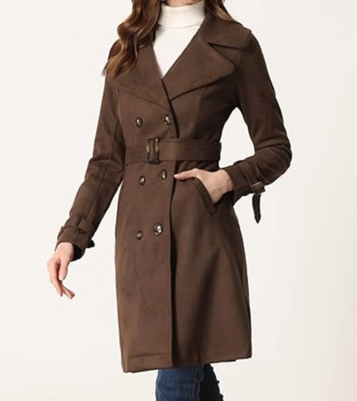 Suede Strap Trench Coat