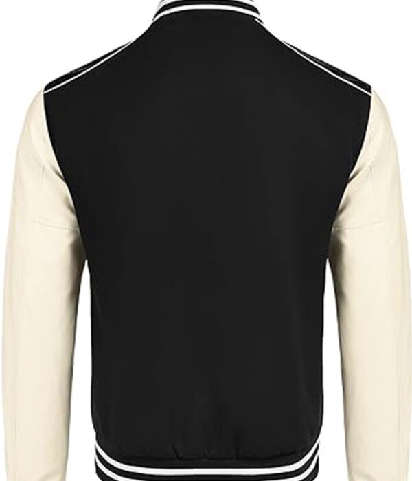 Leather Sleeve College Style Jacket for Men