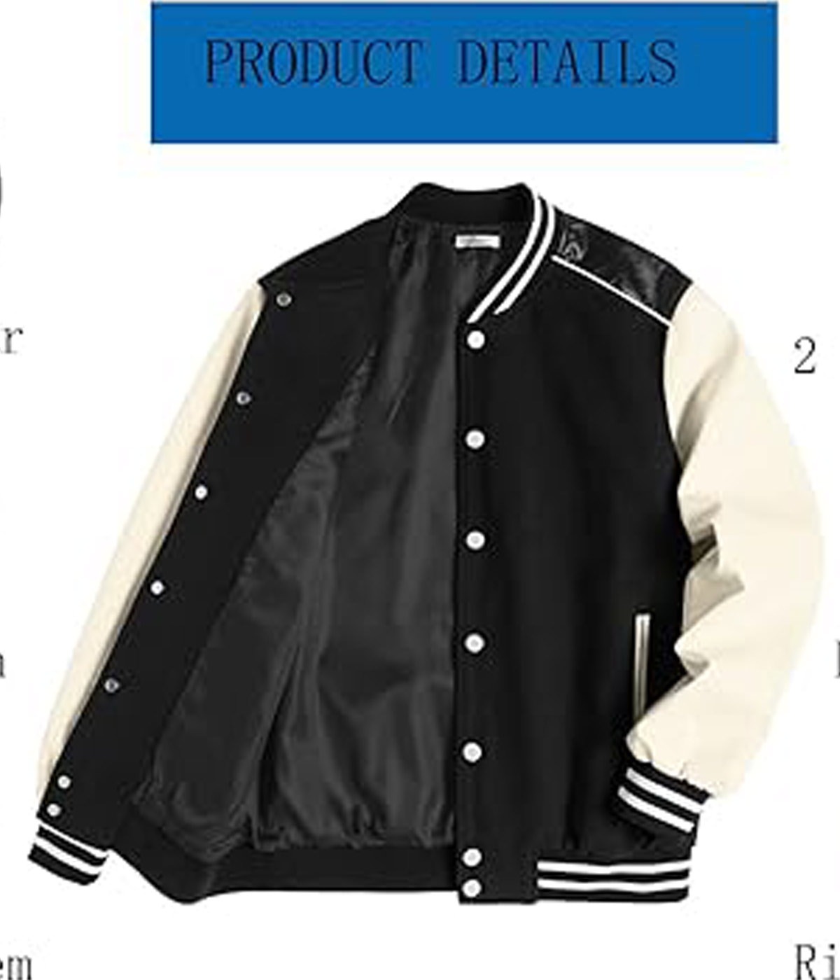 Leather Sleeve College Style Jacket for Men