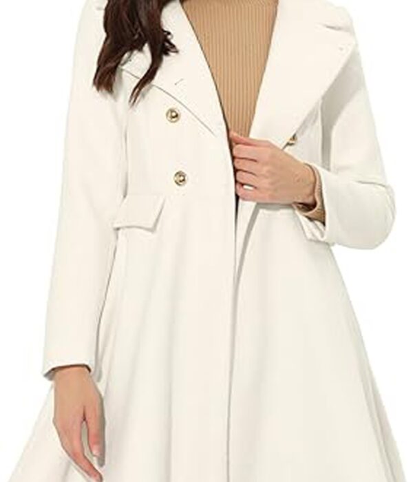 Women's Double-Breasted Coat with Turn-Down Collar