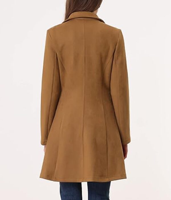 Women's Faux Suede Double-Breasted Trench Coat