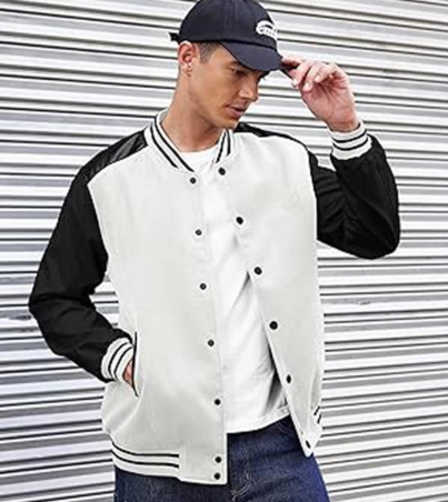 Men's Leather Varsity Jacket Classic White