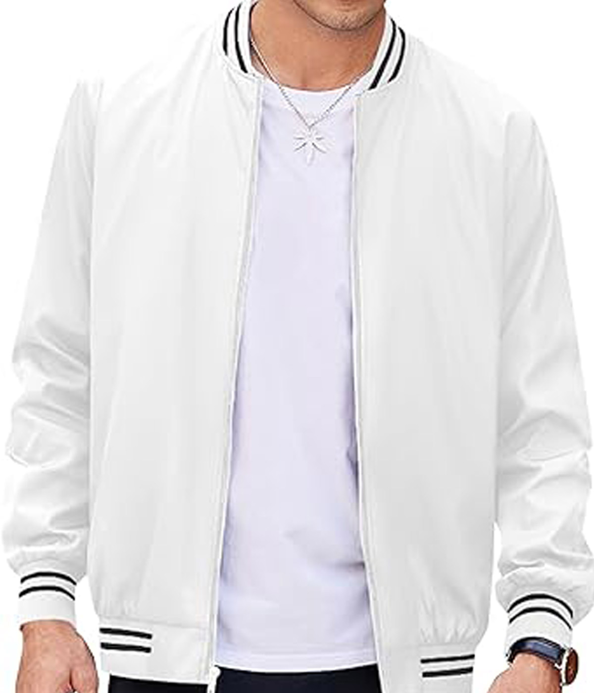 Men's White Wool Varsity Jacket