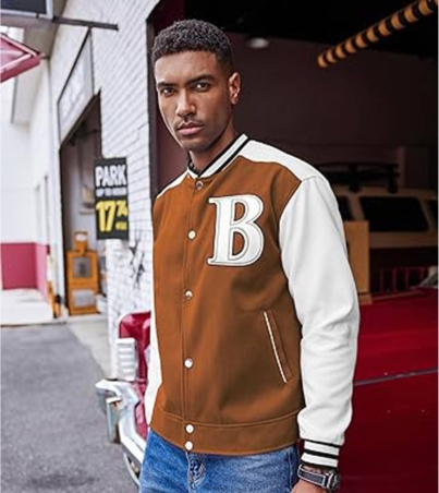 Men's Wool-Blend Letterman Bomber jacket