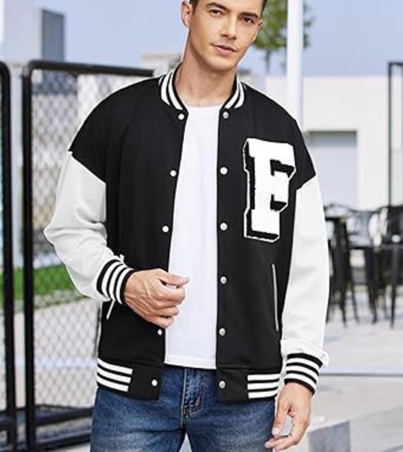 Sleek Men's Athletic leather sleeve Varsity Jacket