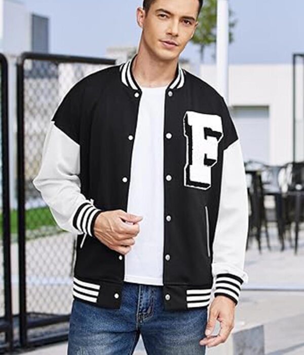 Sleek Men's Athletic leather sleeve Varsity Jacket