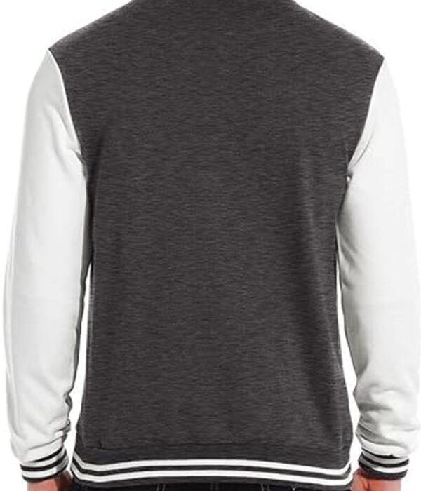 Varsity Jacket White Grey Wool Baseball Bomber