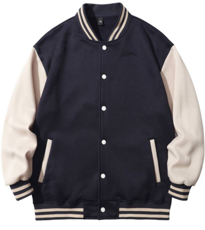 Classic Dark Navy Varsity Jacket for Casual Men's Style