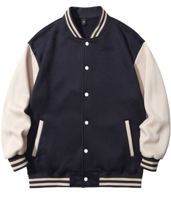 Classic Dark Navy Varsity Jacket for Casual Men's Style