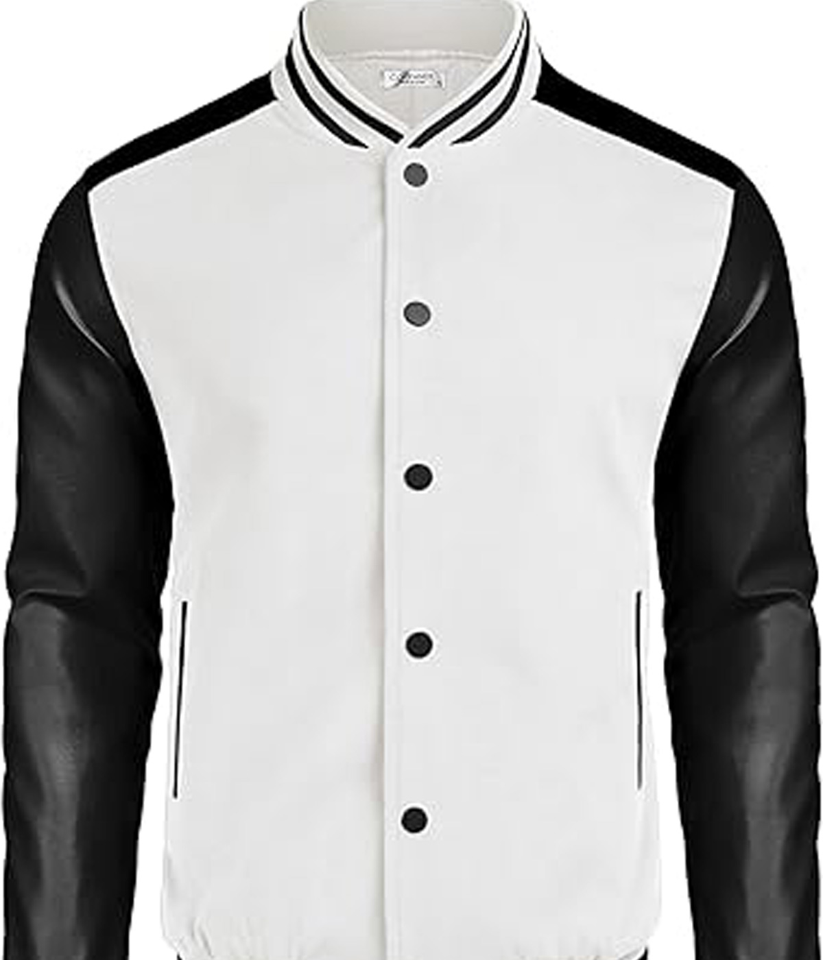 Men's Leather Varsity Jacket Classic White