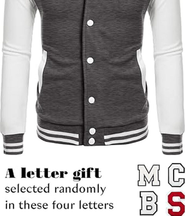 Varsity Jacket White Grey Wool Baseball Bomber