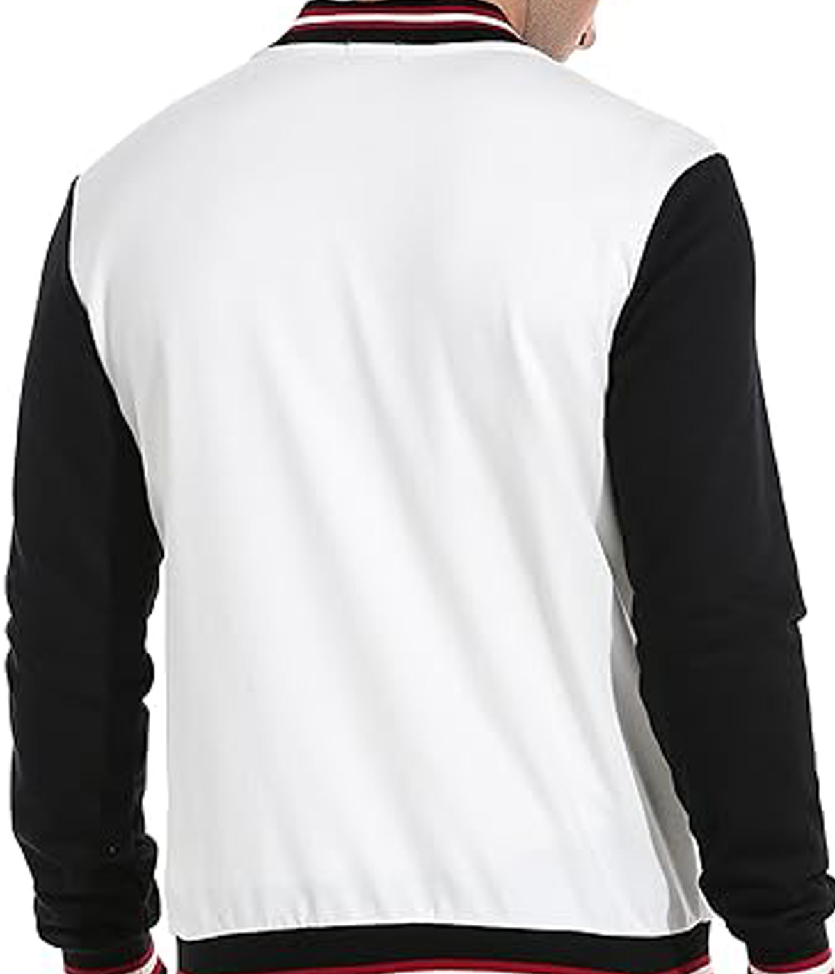 White Slim Fit Cotton Letterman Baseball Bomber Jacket