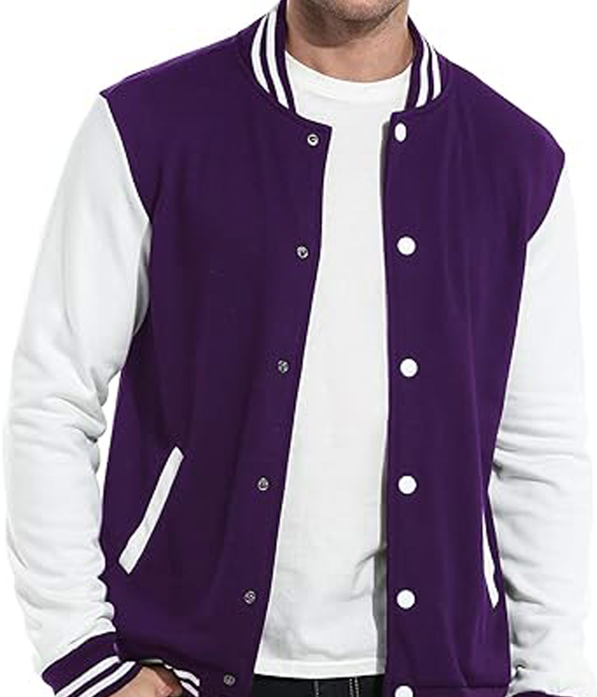 Stylish Purple Slim-Fit Varsity Jacket