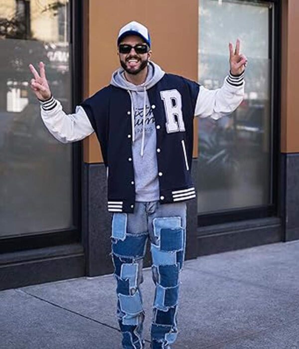 Varsity Jacket Wool Navy Blue Bomber