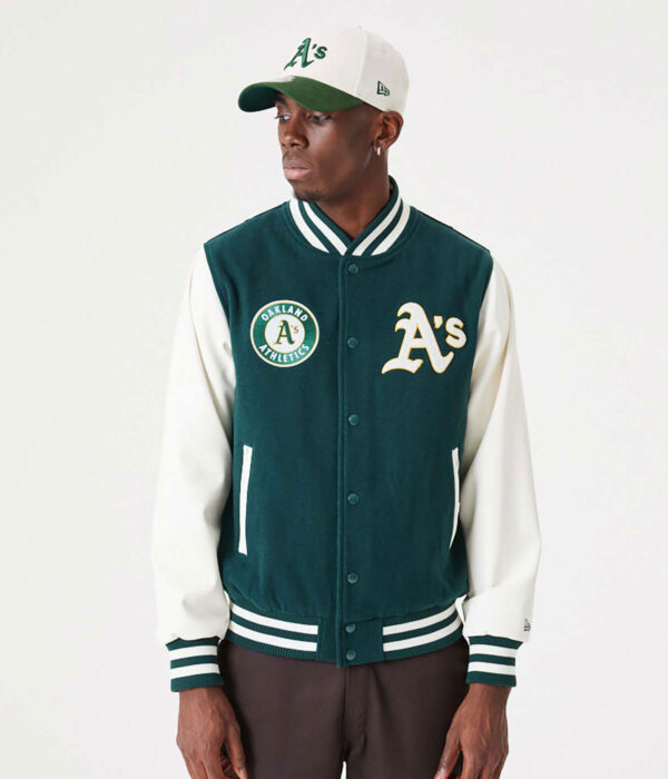 Oakland Athletics Heritage Green Wool Varsity Jacket