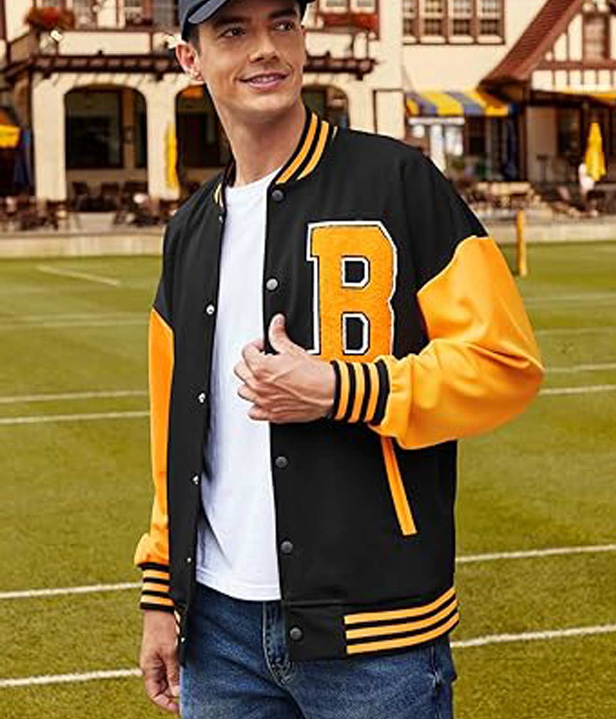 Men's Varsity Jacket Fit Wool Yellow Baseball