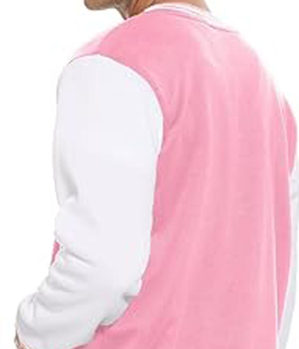 Pink Slim-Fit Varsity Bomber Jacket for Men