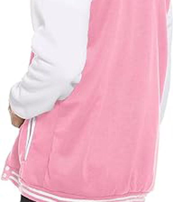 Pink Slim-Fit Varsity Bomber Jacket for Men