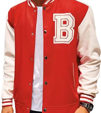 Crimson & White Wool Varsity Letterman Jacket