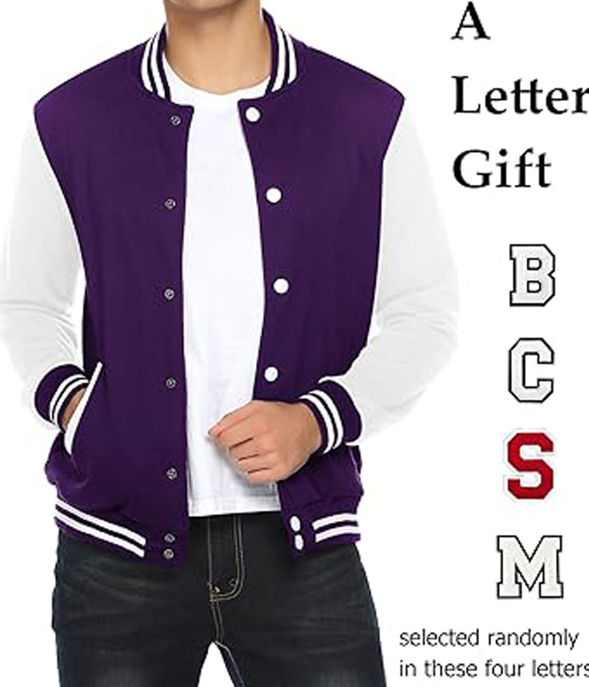 Stylish Purple Slim-Fit Varsity Jacket