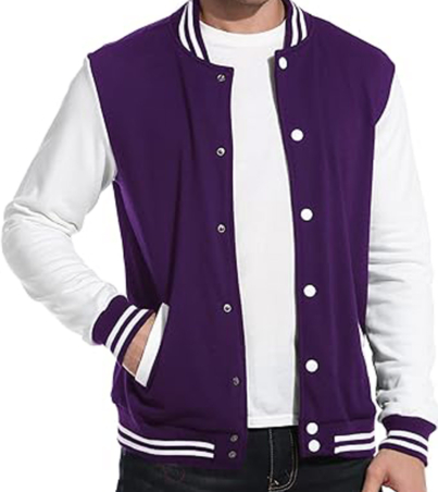 Stylish Purple Slim-Fit Varsity Jacket