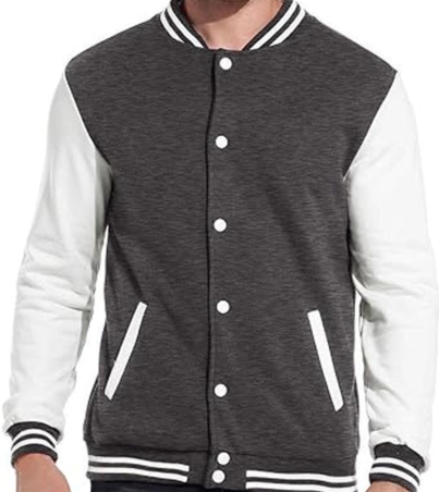 Varsity Jacket White Grey Wool Baseball Bomber