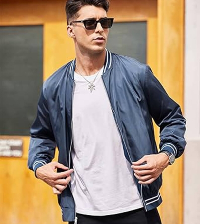 Zip-Up Lightweight Men's Bomber Varsity Jacket