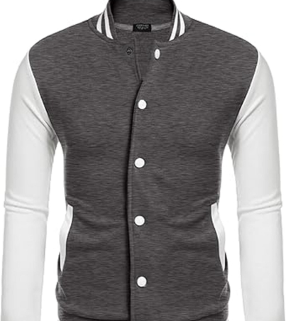 Varsity Jacket White Grey Wool Baseball Bomber