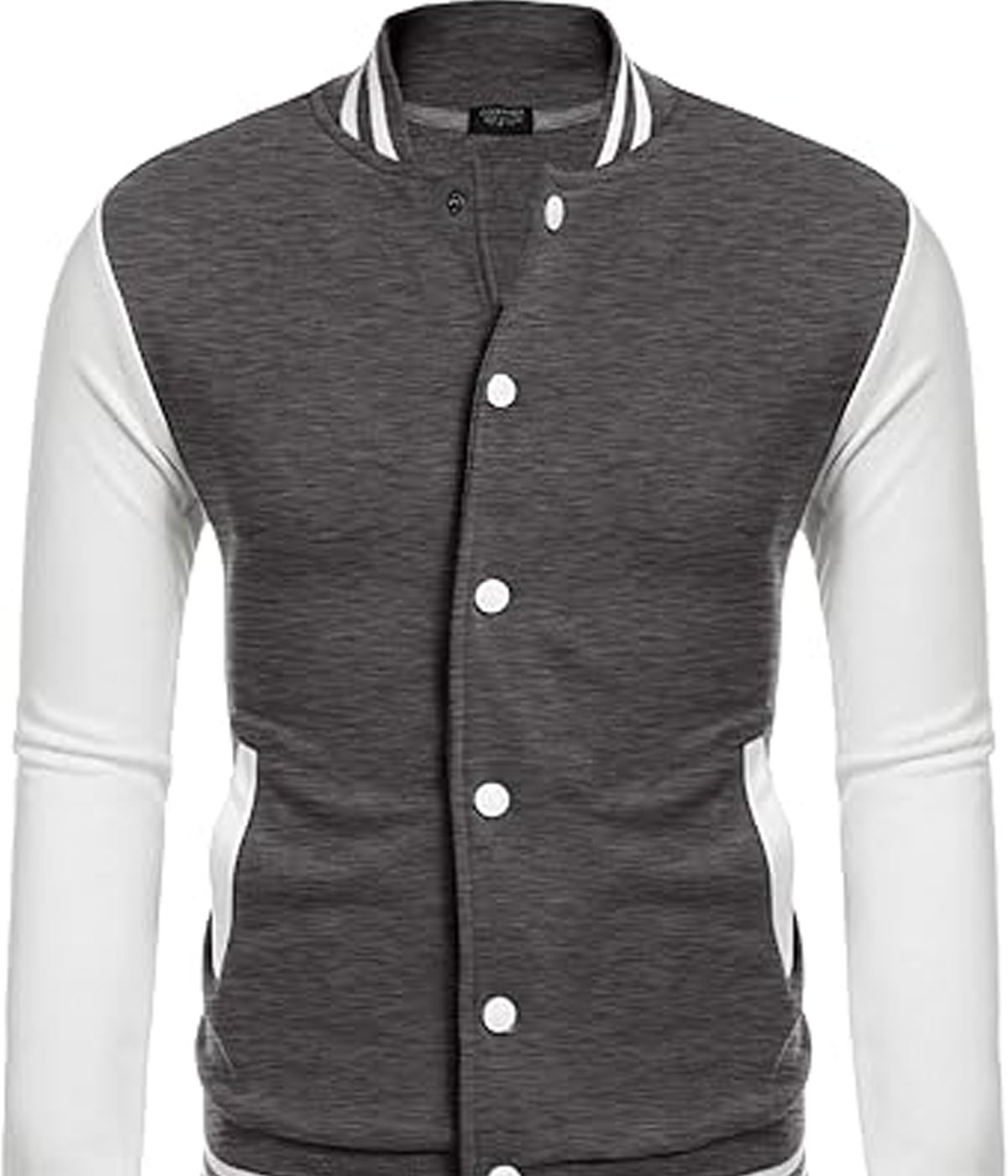 Varsity Jacket White Grey Wool Baseball Bomber