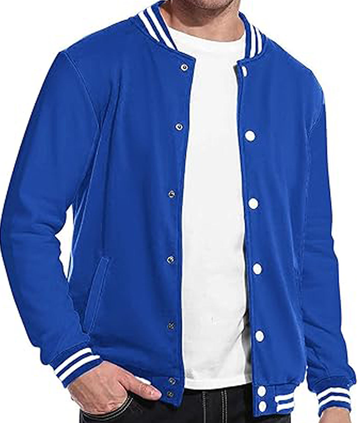 Varsity Jacket Casual Slim Fit Wool