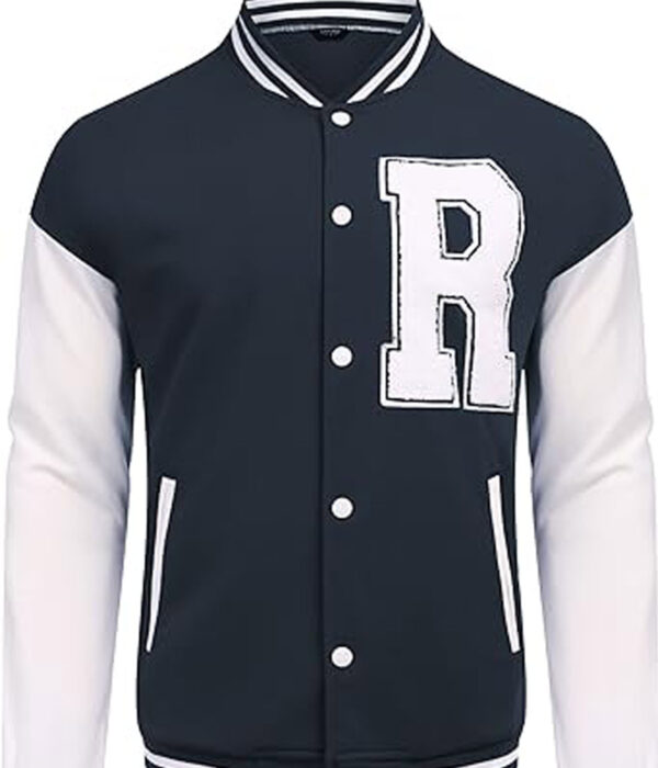 Varsity Jacket Wool Navy Blue Bomber