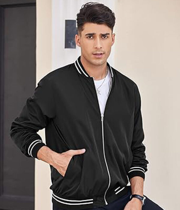 Streamlined Zip Up Lightweight Varsity Jacket