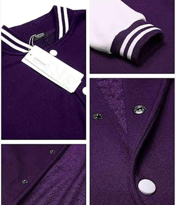 Stylish Purple Slim-Fit Varsity Jacket